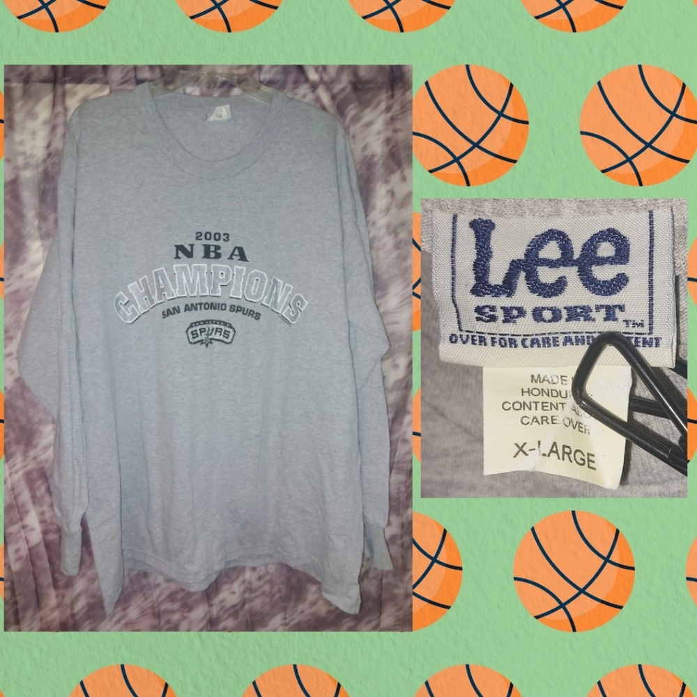 Heather Gray/Multicolor San Antonio Spurs 2003 NBA Champions L/S Knit Shirt XL